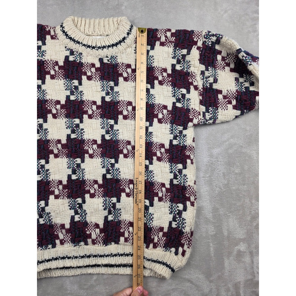 Vintage C.C.H. Imports Sweater Mens M Wool Hand Made Ecuador Houndstooth *Read - Picture 7 of 10